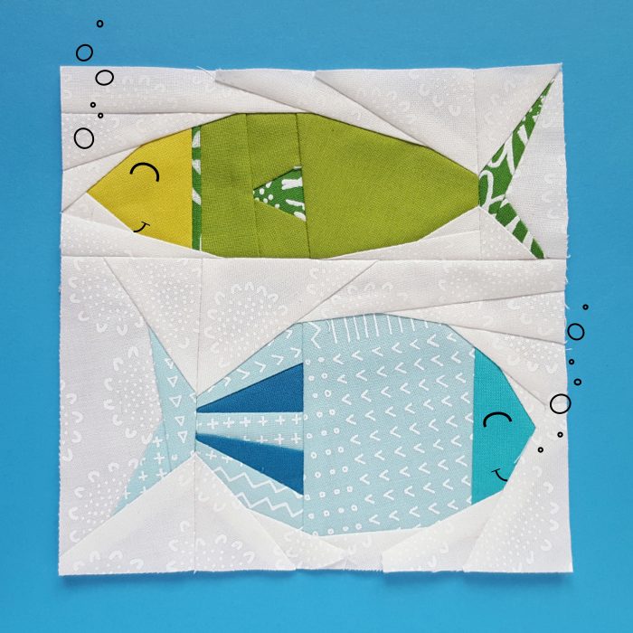 Fish quilt block // Paper piecing block for fishes Freddy and Ferdinand. Aren't they adorable?