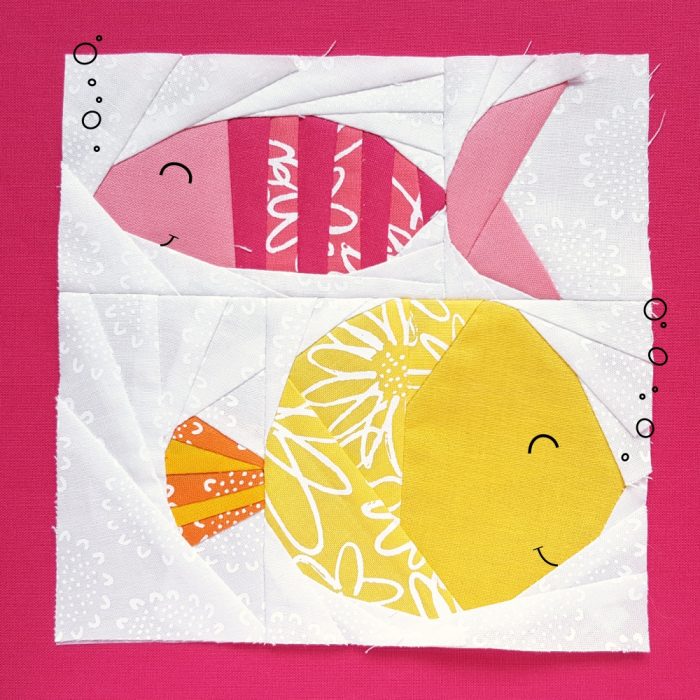 Paper piecing pattern // Funky Fishes Fiona and Francine. So cute for a mini quilt or a pillow for the nursery. 
